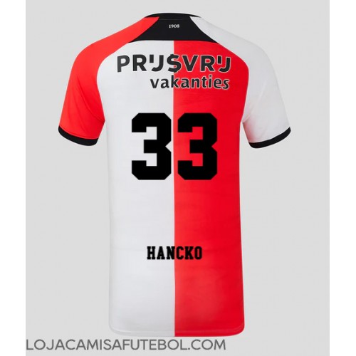 Camisa de Futebol Feyenoord David Hancko #33 Equipamento Principal 2024-25 Manga Curta